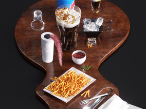 Pepsi set with french fries 3D-Modell