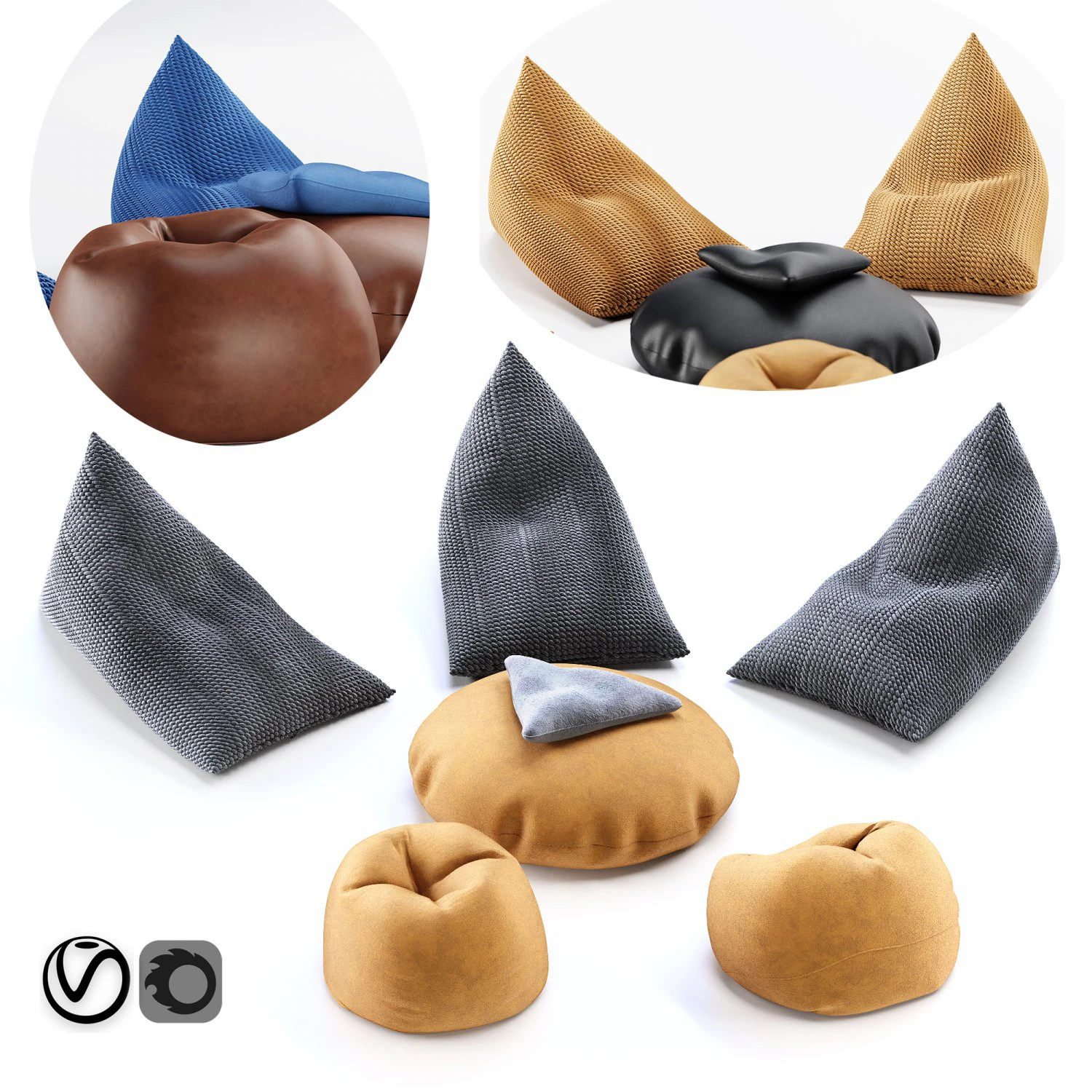 knitted bean bag 3D Model .c4d .max .obj .3ds .fbx .stl .blend 