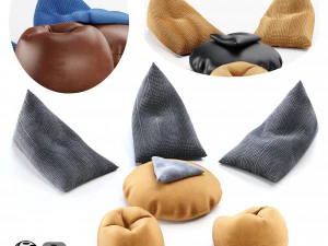 pouf tricot&eacute; Modèle 3D