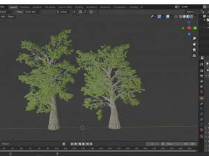2diferentes &aacute;rboles sasafr&aacute;s 2 modelos de &aacute;rboles en la escena Modelo 3D
