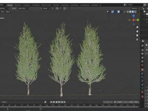3diferentes &aacute;rboles de &aacute;lamo de Lombard&iacute;a 3 modelos de &aacute;rboles en la escena Modelo 3D