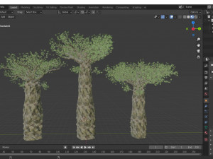 3diffrent tree madagascan baobab 3 trees models in the scene Modelo 3D