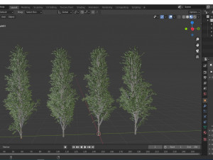 4diffrent tree mountain maple 4 trees models in the scene 3D-Modell