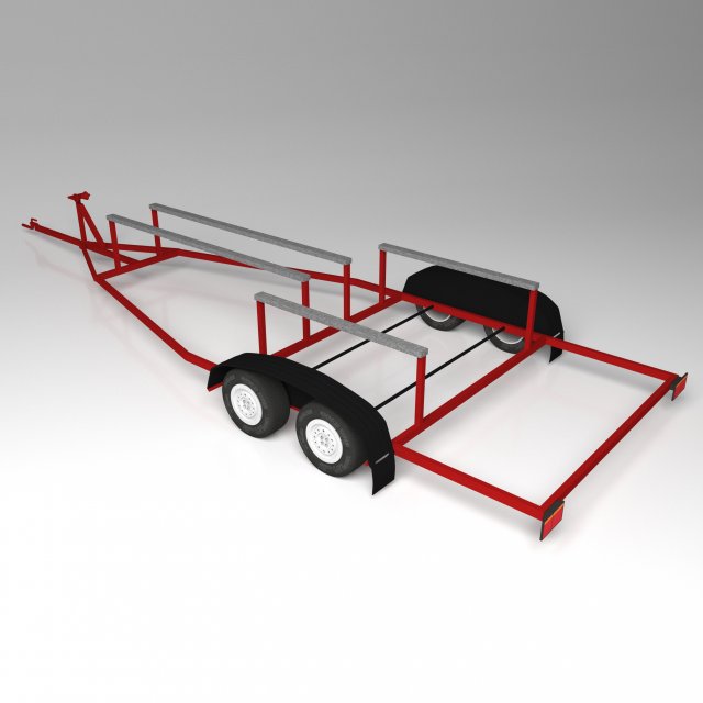 Boat and boat trailer 3D Model .c4d .max .obj .3ds .fbx .stl .blend 