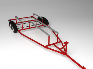 Boat and boat trailer 3D Model