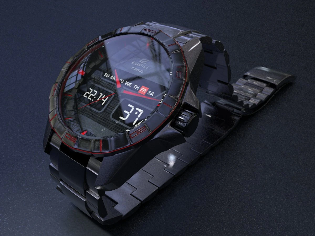 watch casio sport edifice 3D Model .c4d .max .obj .3ds .fbx .stl .blend 