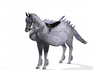 REALISTIC WHITE HORSE WHIT WINGS 3D Модель