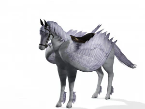 REALISTIC WHITE HORSE WHIT WINGS 3D Model