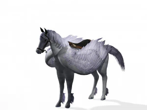 REALISTIC WHITE HORSE WHIT WINGS 3D Model