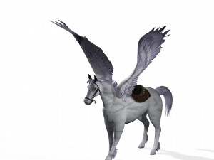 REALISTIC WHITE HORSE WHIT WINGS 3D Модель