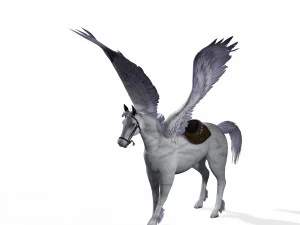 REALISTIC WHITE HORSE WHIT WINGS 3D Model