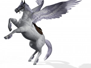 REALISTIC WHITE HORSE WHIT WINGS 3D Модель