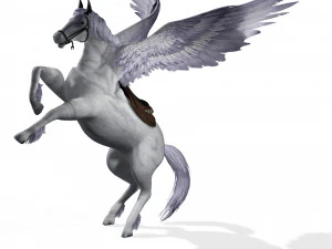 REALISTIC WHITE HORSE WHIT WINGS 3D Model