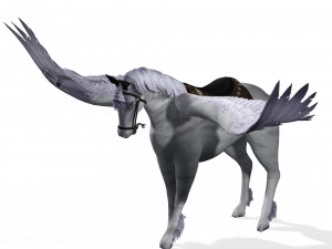 REALISTIC WHITE HORSE WHIT WINGS 3D Модель