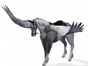 REALISTIC WHITE HORSE WHIT WINGS 3D Model