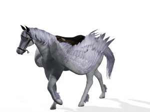 REALISTIC WHITE HORSE WHIT WINGS 3D Model
