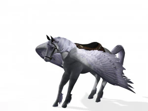 REALISTIC WHITE HORSE WHIT WINGS 3D Model