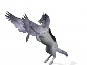 REALISTIC WHITE HORSE WHIT WINGS 3D Модель