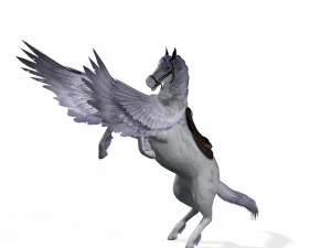 REALISTIC WHITE HORSE WHIT WINGS 3D Model