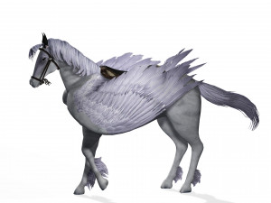 REALISTIC WHITE HORSE WHIT WINGS 3D Модель