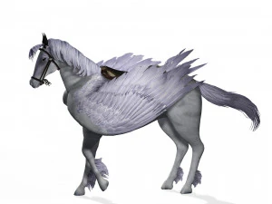 REALISTIC WHITE HORSE WHIT WINGS 3D Model
