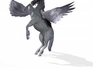 REALISTIC WHITE HORSE WHIT WINGS 3D Модель
