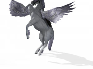 REALISTIC WHITE HORSE WHIT WINGS 3D Model