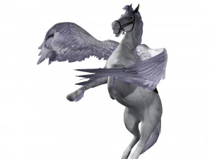 REALISTIC WHITE HORSE WHIT WINGS 3D Model