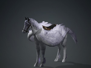 REALISTIC WHITE HORSE WHIT WINGS 3D Модель