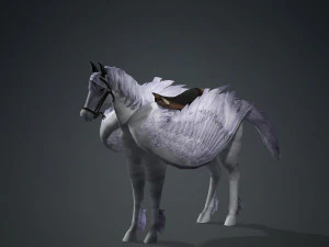 REALISTIC WHITE HORSE WHIT WINGS 3D Model