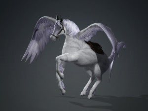 REALISTIC WHITE HORSE WHIT WINGS 3D Модель