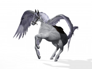 REALISTIC WHITE HORSE WHIT WINGS 3D Модель