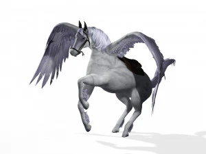 REALISTIC WHITE HORSE WHIT WINGS 3D Model