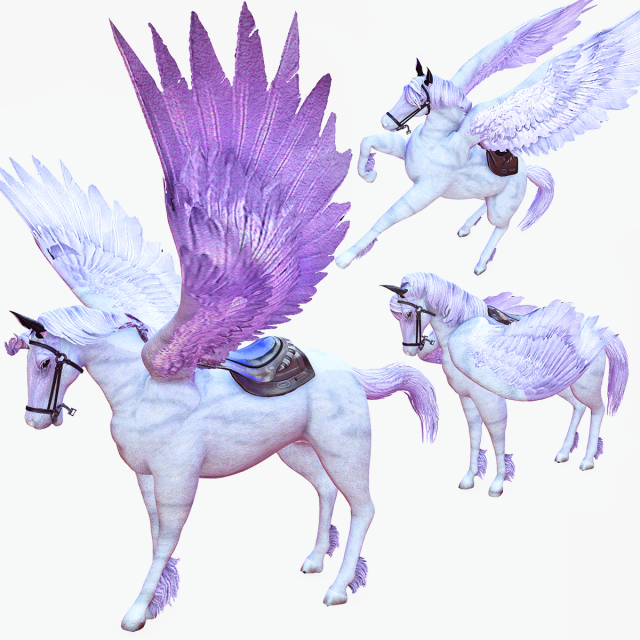 AMAZING WHITE HORSE WHIT WINGS 3D-Modell .c4d .max .obj .3ds .fbx .stl .blend 