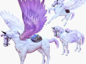 AMAZING WHITE HORSE WHIT WINGS 3D Model