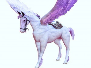 AMAZING WHITE HORSE WHIT WINGS 3D Model