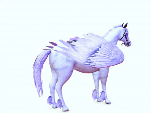 AMAZING WHITE HORSE WHIT WINGS 3D Model