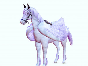 AMAZING WHITE HORSE WHIT WINGS 3D-Modell