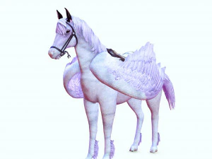 AMAZING WHITE HORSE WHIT WINGS 3D Model