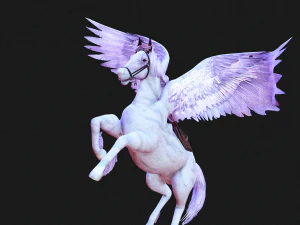AMAZING WHITE HORSE WHIT WINGS 3D Model