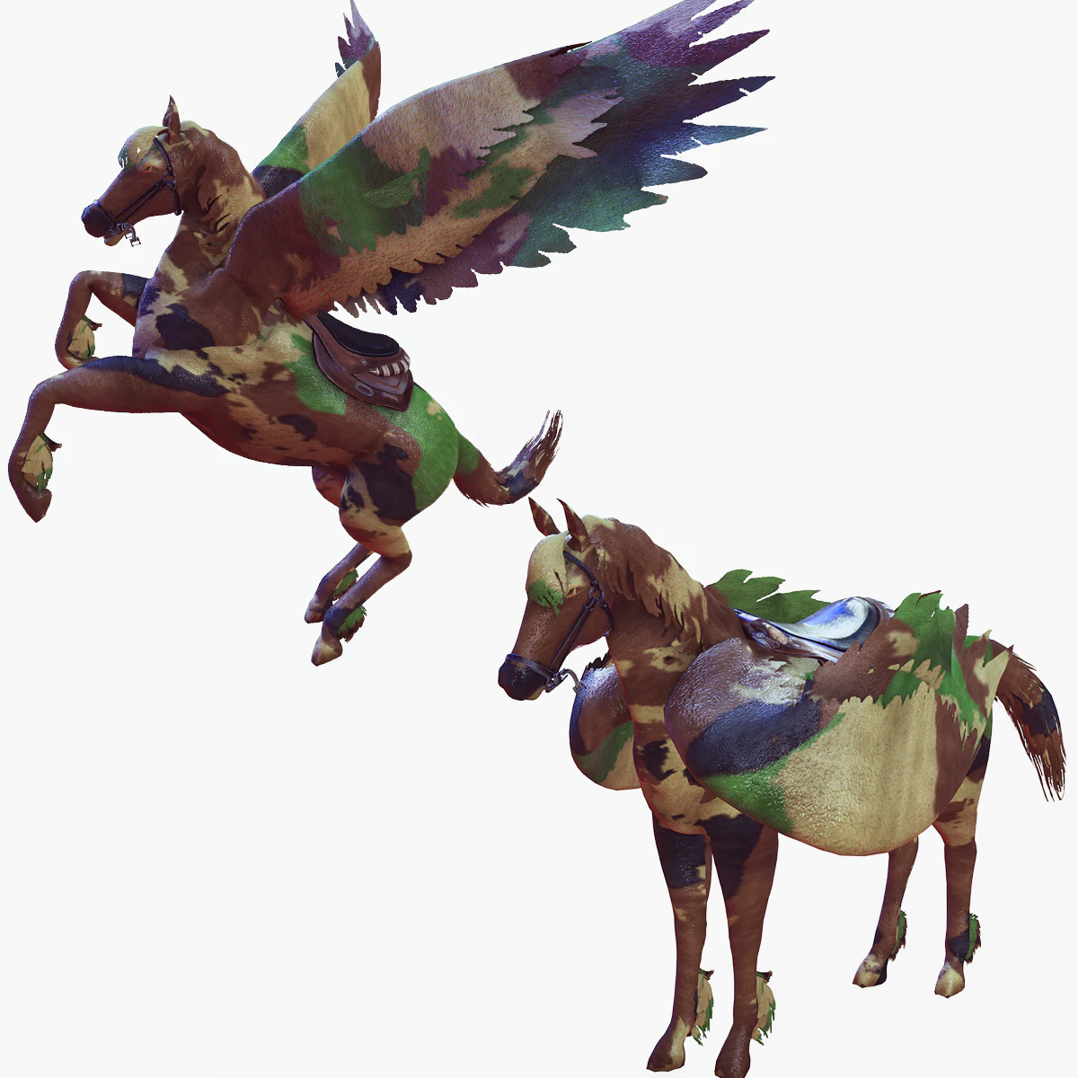 Pegasus WAR Horse Flying MILITARY HORSE PEGASUS 3D Model .c4d .max .obj .3ds .fbx .stl .blend 