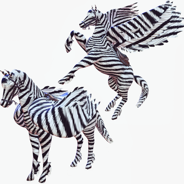 PEGASUS FLYING ZEBRA HORSE PEGASUS ZEBRA 3D Model .c4d .max .obj .3ds .fbx .stl .blend 