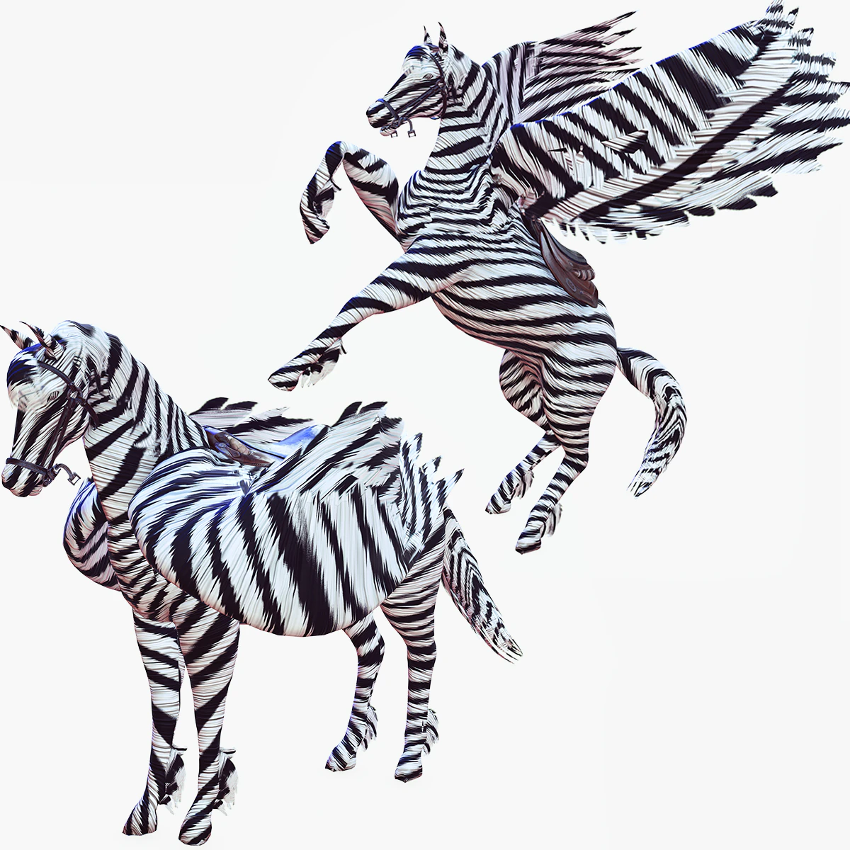 PEGASUS FLYING ZEBRA HORSE PEGASUS ZEBRA 3D Model .c4d .max .obj .3ds .fbx .stl .blend 
