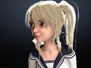 School Girl ANIME WOMAN AND SCHOOL GIRL SKIRT SOCKS HAIR EYES Modelo 3D