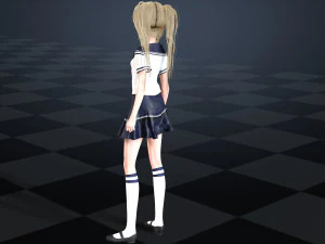 School Girl ANIME WOMAN AND SCHOOL GIRL SKIRT SOCKS HAIR EYES 3D Model