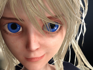 School Girl ANIME WOMAN AND SCHOOL GIRL SKIRT SOCKS HAIR EYES Modelo 3D