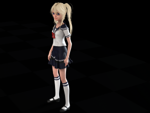 School Girl ANIME WOMAN AND SCHOOL GIRL SKIRT SOCKS HAIR EYES Modelo 3D