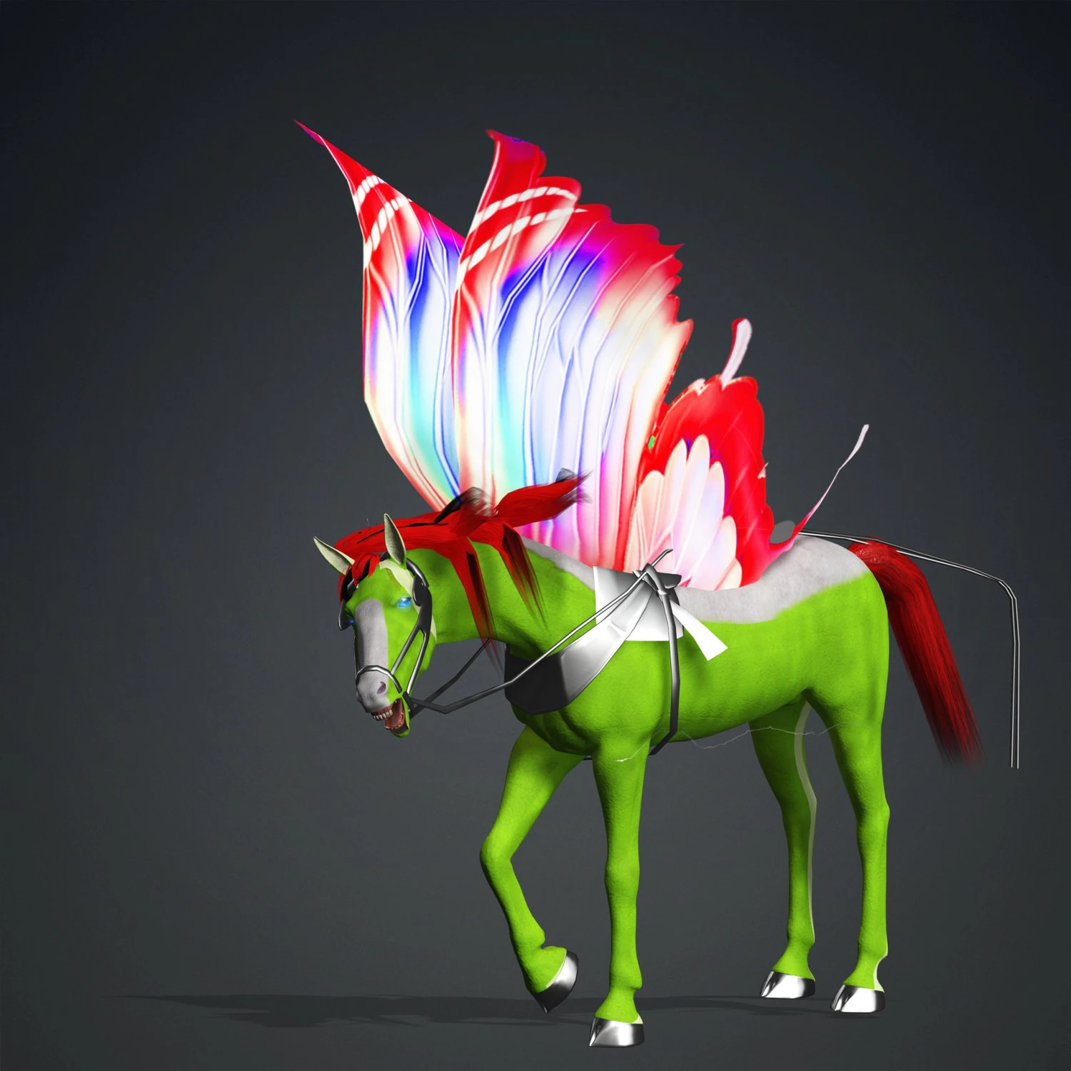 HORSE WINGS 3D MODEL ANIMATED FOR 3D PRINTING AND FBX RIGGED FOR 3D PROJECT 3D Print Model .c4d .max .obj .3ds .fbx .stl .blend 