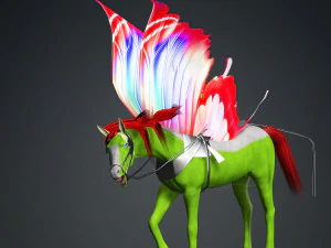 3D МОДЕЛЬ ЛОШАДИНЫХ КРЫЛЬЕВ, АНИМИРОВАННАЯ ДЛЯ 3D ПЕЧАТИ И FBX, ОСНАЩЕННАЯ ДЛЯ 3D ПРОЕКТА 3D Принт Модель