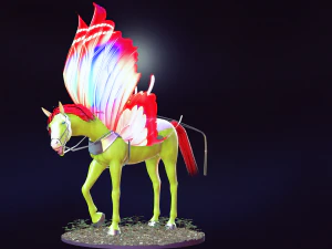 HORSE WINGS 3D MODEL ANIMATED FOR 3D PRINTING AND FBX RIGGED FOR 3D PROJECT 3D Print Model